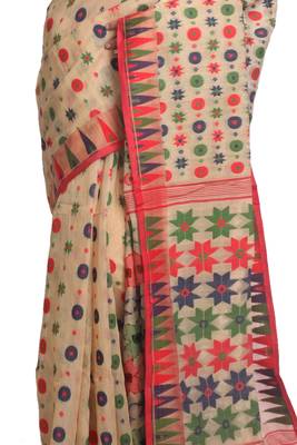 Multicolor Hand Woven Pure Bengal Handloom Saree 4