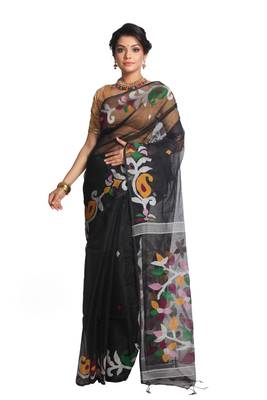 Multicolor Hand Woven Pure Bengal Handloom Saree With Blouse 1