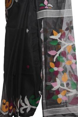 Multicolor Hand Woven Pure Bengal Handloom Saree With Blouse 4