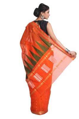 Multicolor Hand Woven Pure Bengal Handloom Saree With Blouse 3
