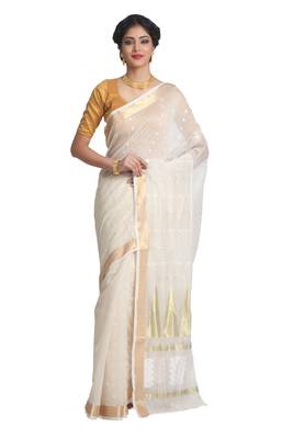 Multicolor hand woven pure bengal handloom saree with blouse 1
