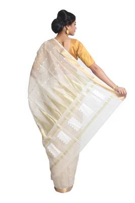 Multicolor hand woven pure bengal handloom saree with blouse 3