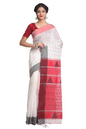 Multicolor Hand Woven Pure Khadi Saree With Blouse