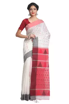 Multicolor Hand Woven Pure Khadi Saree With Blouse