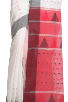 Multicolor Hand Woven Pure Khadi Saree With Blouse