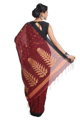Multicolor hand woven pure bengal handloom saree with blouse 3