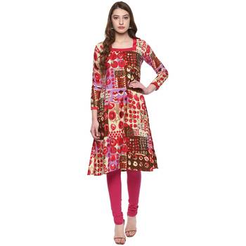Multicolor printed crepe kurti 1