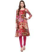Multicolor printed crepe kurti