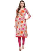 Multicolor printed Women  crepe kurti