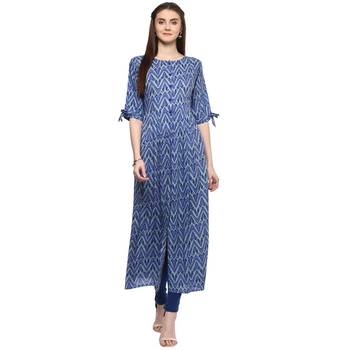 Blue printed rayon kurti 1
