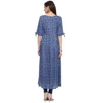 Blue printed rayon kurti 2