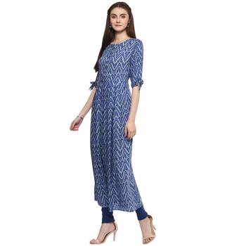 Blue printed rayon kurti 4