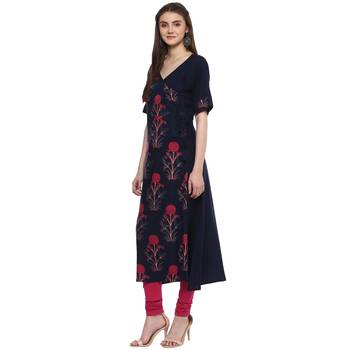 Royal-blue printed rayon kurti 2