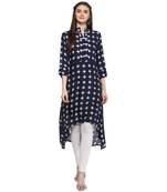 Navy Rayon High Low Hemline Kurti