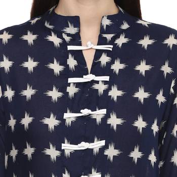  Navy Rayon High Low Hemline Kurti 3