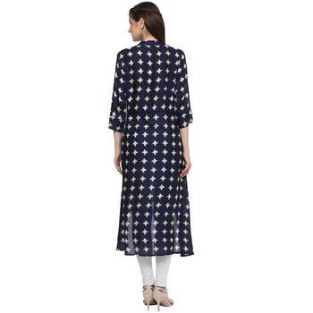 Navy Rayon High Low Hemline Kurti 4