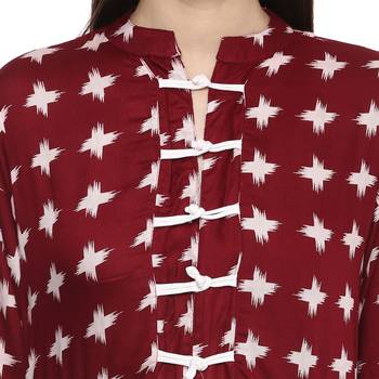 Maroon Rayon High Low Hemline Kurti  4