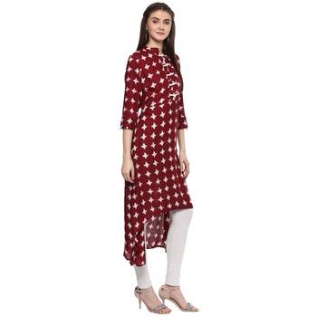 Maroon Rayon High Low Hemline Kurti  5