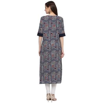 Blue printed rayon kurti 3