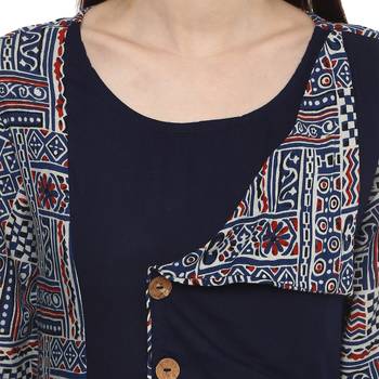 Blue printed rayon kurti 4
