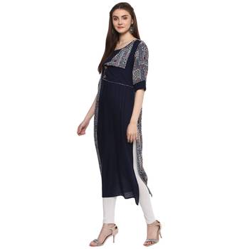 Blue printed rayon kurti 5