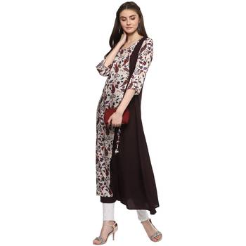  Brown  Rayon Double Layered Kurti 2