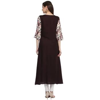  Brown  Rayon Double Layered Kurti 3