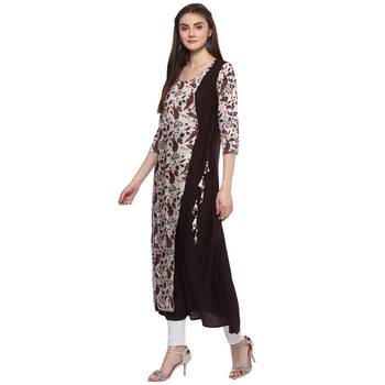  Brown  Rayon Double Layered Kurti 5