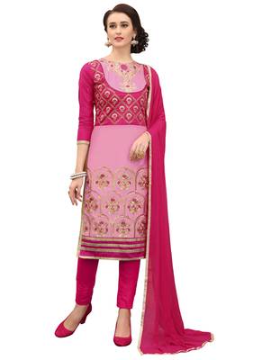 Pink Embroidered Cotton Salwar 1