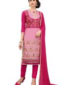 Pink Embroidered Cotton Salwar