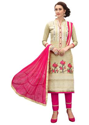 Beige Embroidered Cotton Salwar 1