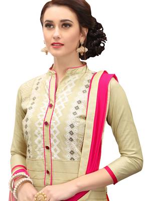 Beige Embroidered Cotton Salwar 2