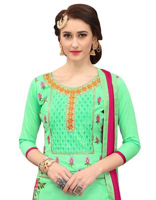 Green Embroidered Cotton Salwar 2
