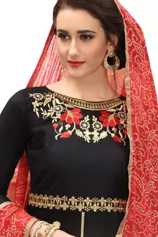 Black Embroidered Cotton Salwar