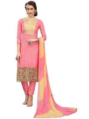 Peach Embroidered Cotton Salwar 1