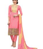 Peach Embroidered Cotton Salwar