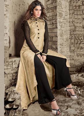 Cream Embroidered Silk Semi Stitched Pakistani Salwar With Dupatta 2