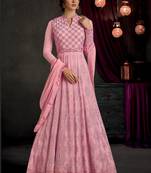 Light Pink Embroidered Georgette Anarkali Suit