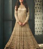 Off White Embroidered Net Semi Stitched Pakistani Salwar With Dupatta