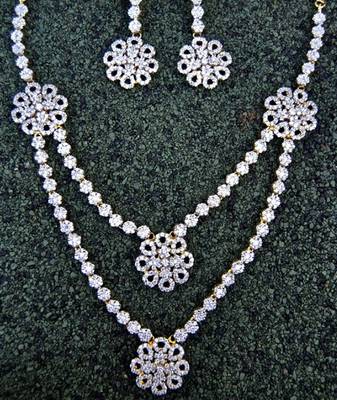 American Diamond Floral Necklace Set 1