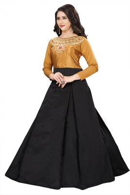 Musterd Embroidary Tapeta Silk semi stitched gown 2