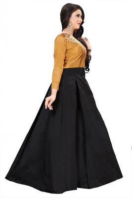 Musterd Embroidary Tapeta Silk semi stitched gown 3