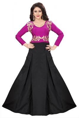 Pink Embroidary Tapeta Silk semi stitched gown 1