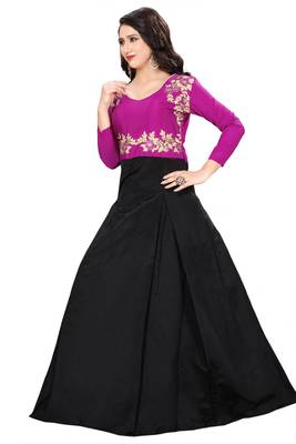 Pink Embroidary Tapeta Silk semi stitched gown 2