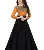Orange Embroidary Tapeta Silk semi stitched gown