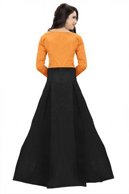 Orange Embroidary Tapeta Silk semi stitched gown 4