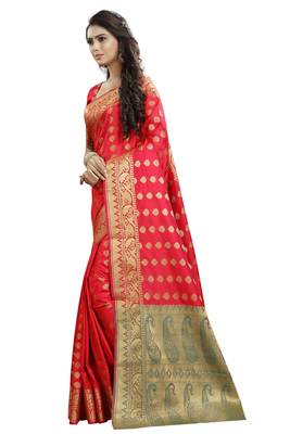  multicolor printed cotton silk saree with blouse 2