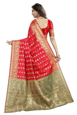  multicolor printed cotton silk saree with blouse 3