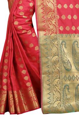  multicolor printed cotton silk saree with blouse 4