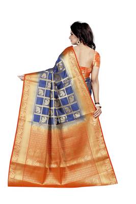  multicolor printed cotton silk saree with blouse 3